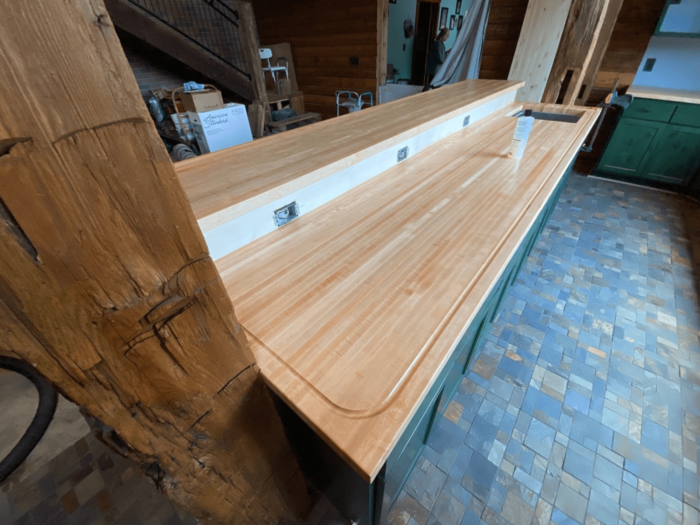 Butcher block kitchen counter